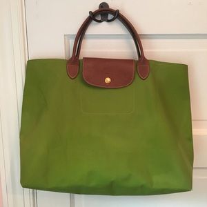 Longchamp Le Pliage green CABAS nylon tote