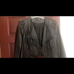 Black Leather Jacket Forever 21 Size Large
