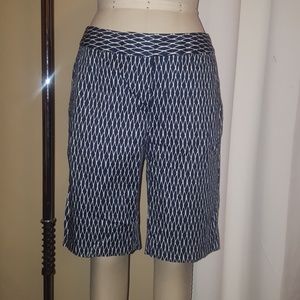 Navy/white Bermuda knee length shorts
