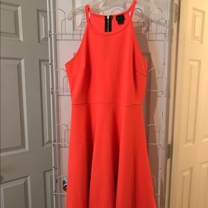 Size 1X Neon orange skater dress.