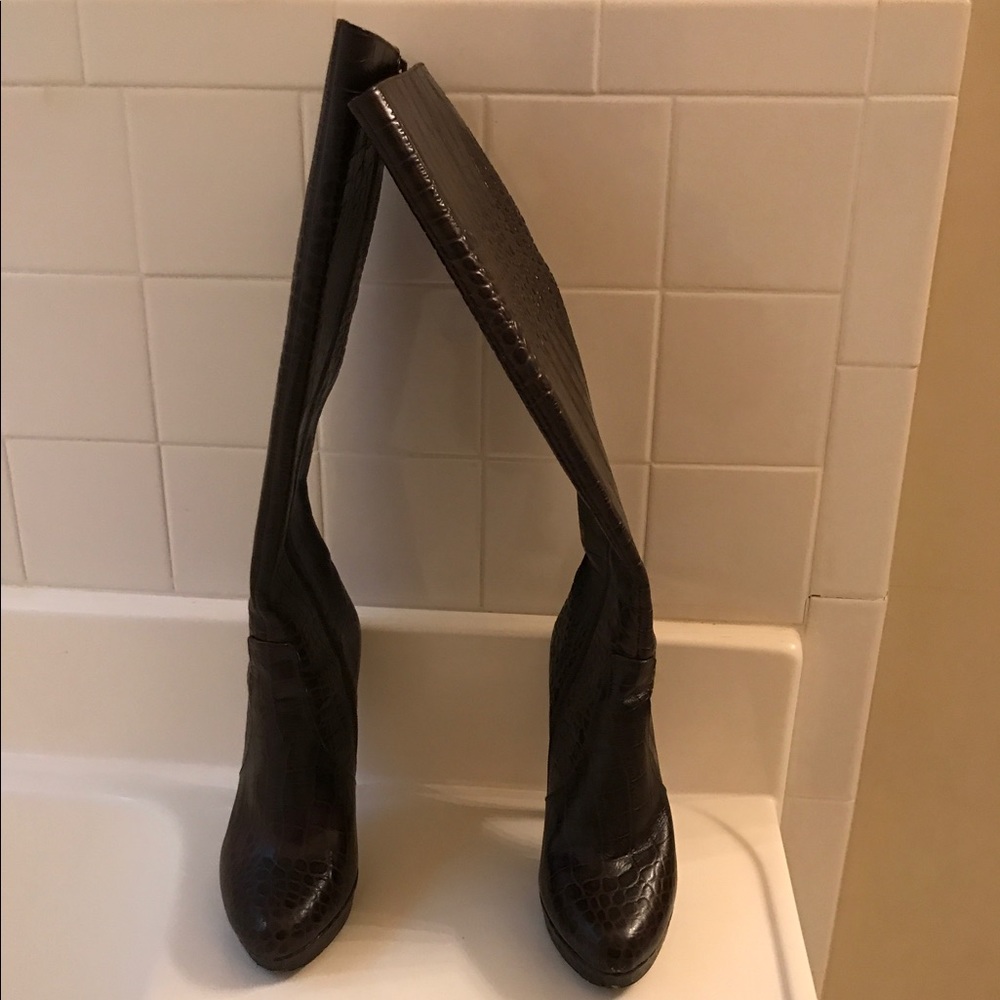 Charles David knee length snakeskin boots