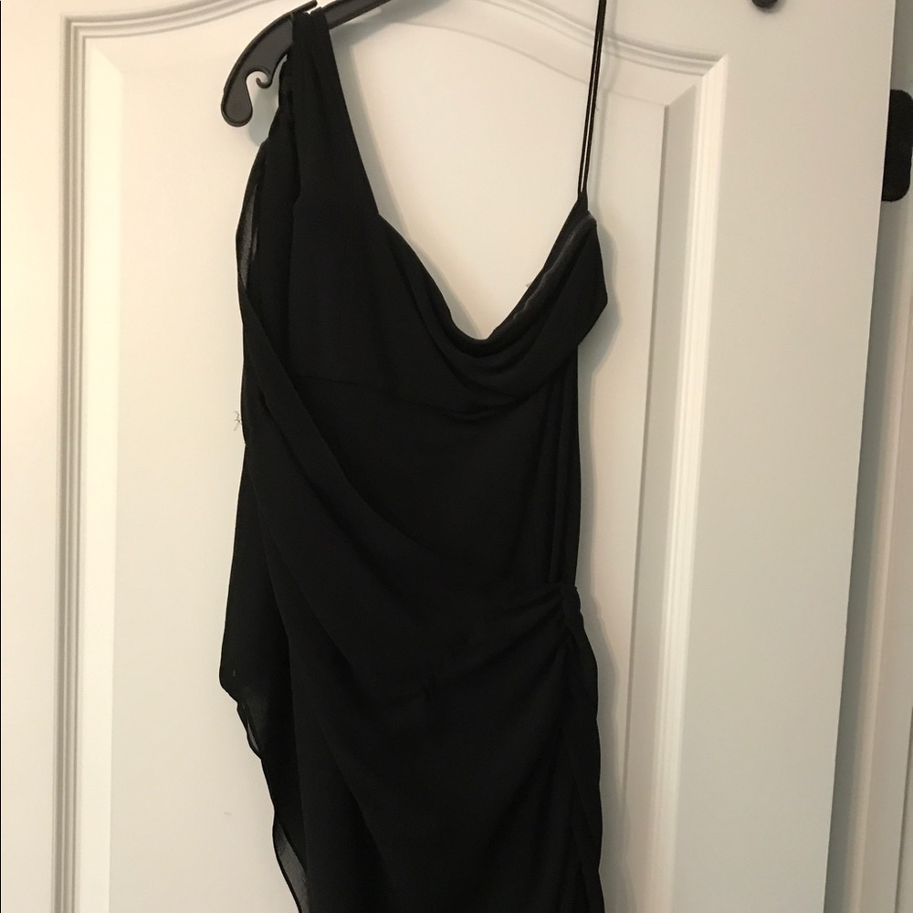 Alice and Olivia black one shoulder dress
