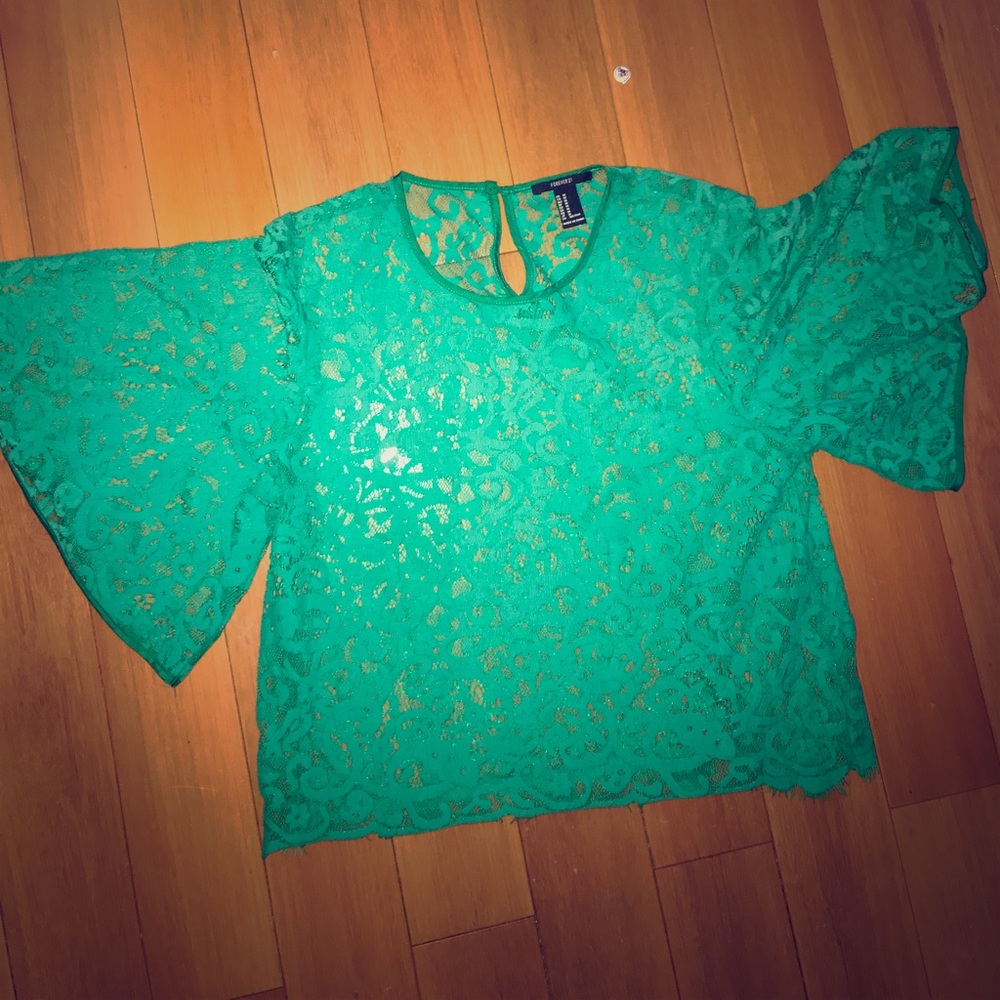 Sea green Lace Top