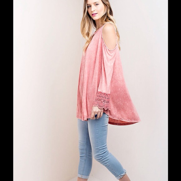 Last One !!! -COLD SHOULDER MINERAL WASH TUNIC - Picture 2 of 4