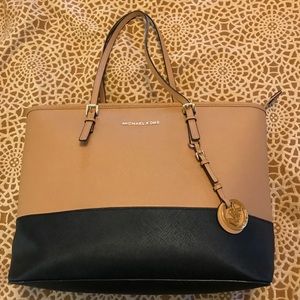 Michael Kors Black and Tan Medium Tote