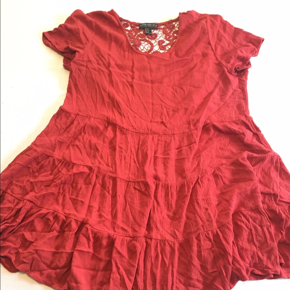 LOWEST PRICE! Forever 21+ perf tiered peplum tunic