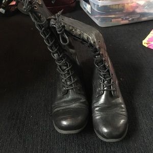 black combat boots