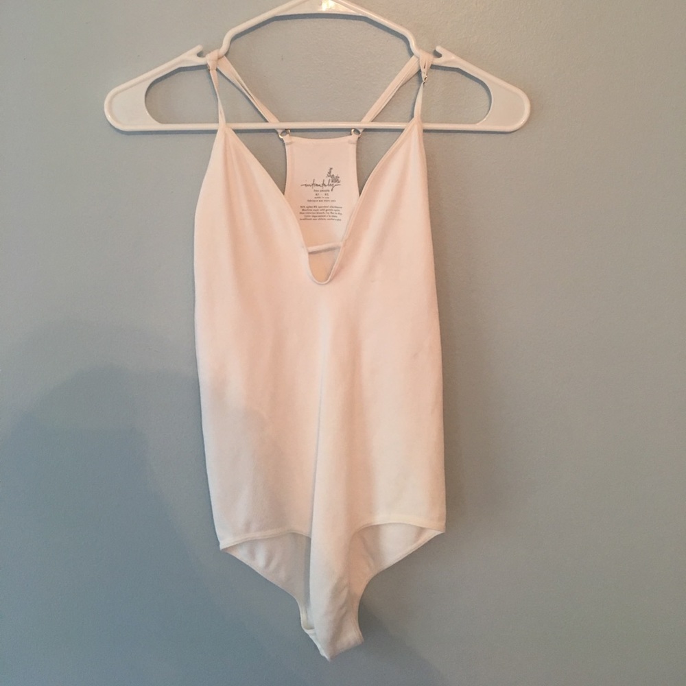 White Free People Stretchy Body Suit