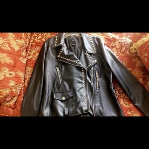 Black Forever 21 Leather Jacket Studded Size: S