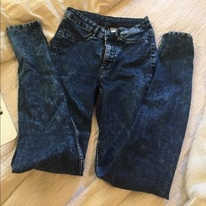 H&M high waisted skinny distressed jeans