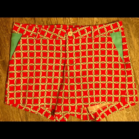 NWOT aqua, red & white rings Shorts-Size 8 - Picture 3 of 4