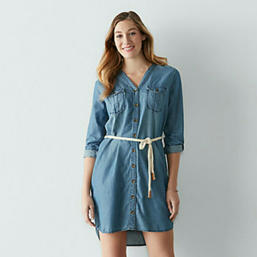 *HP* NWT Chambray Denim Shirt Dress