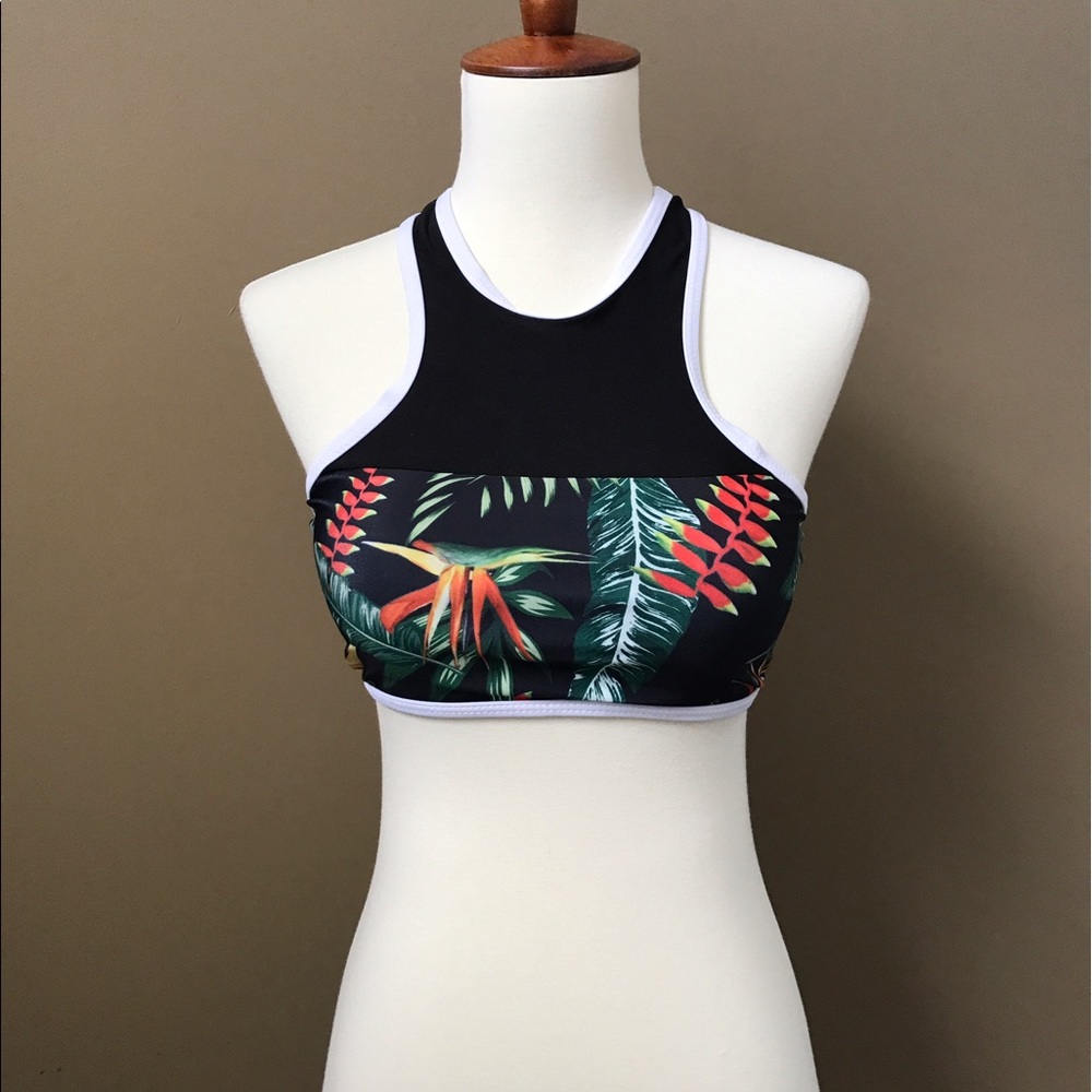 Last 1! πLeaf print piped black bikini - Picture 2 of 5