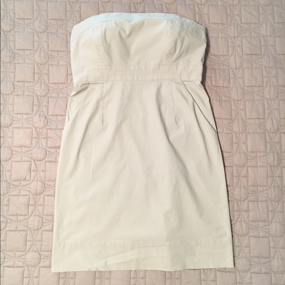 Khaki strapless dress