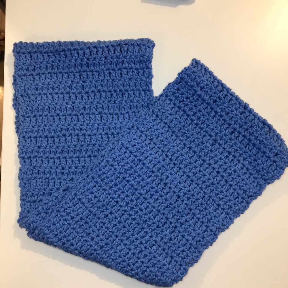 Light Blue Circle Scarf Hand Crochet 100% Cotton