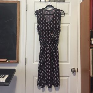 Navy and pink printed dress