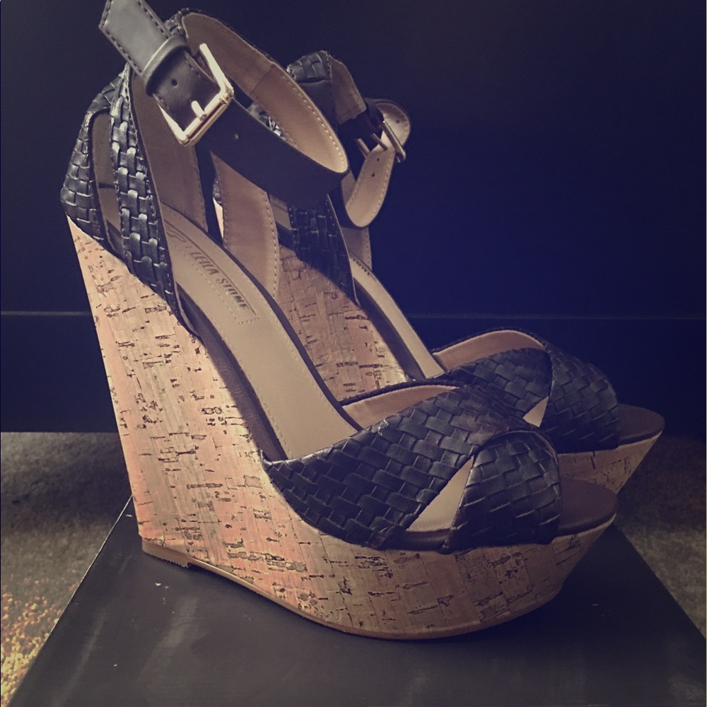 Brand new dark brown/cork wedges
