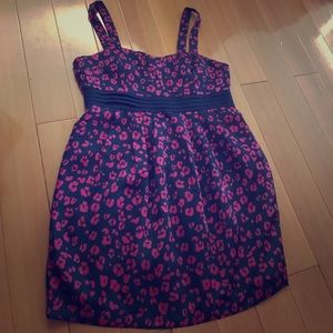 Fuchsia cheetah dress in navy blue