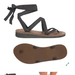 Seeko Sandals with Navy Ribbons