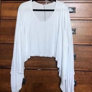Free People White Long-Sleeve Flowy Crop-Top