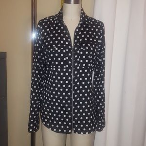 Michael Kors polka dot zip front blouse