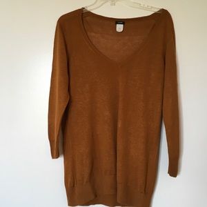 Burnt Orange J. Crew V Neck Sweater Silk Linen