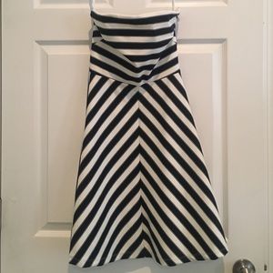 Strapless black + white striped dress: The Limited