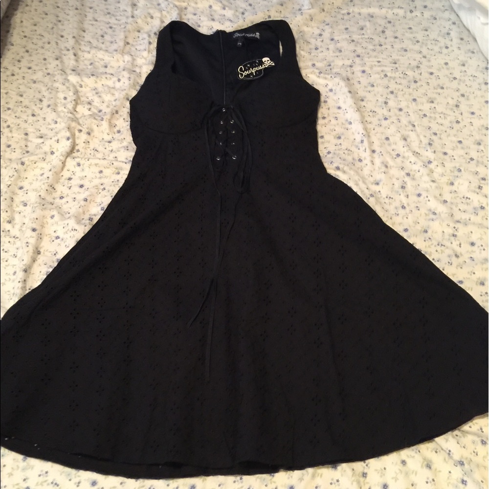 Black eyelet grunge dress