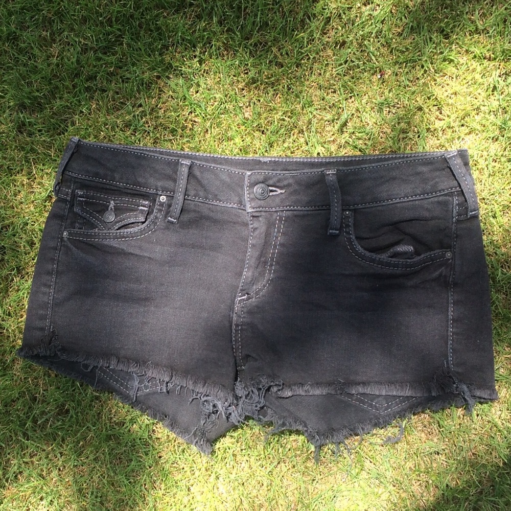 Black True Religion Joey Cut Off Shorts
