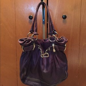 B Makowsky Purple Leather Handbag