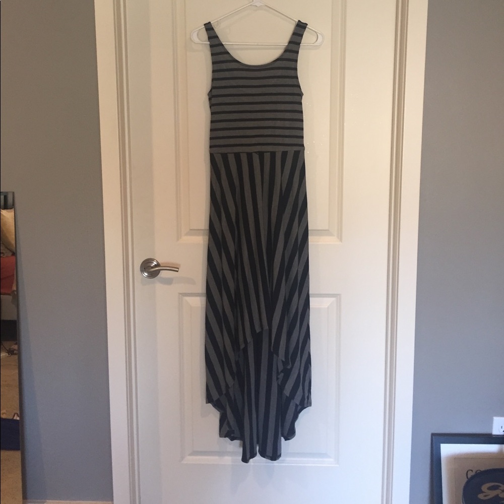 Navy and gray high low dress
