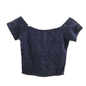 Hollister off the should navy blue crop top