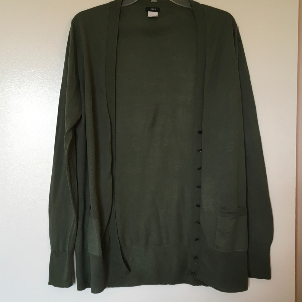 Cotton J. Crew Cardigan Green Size L
