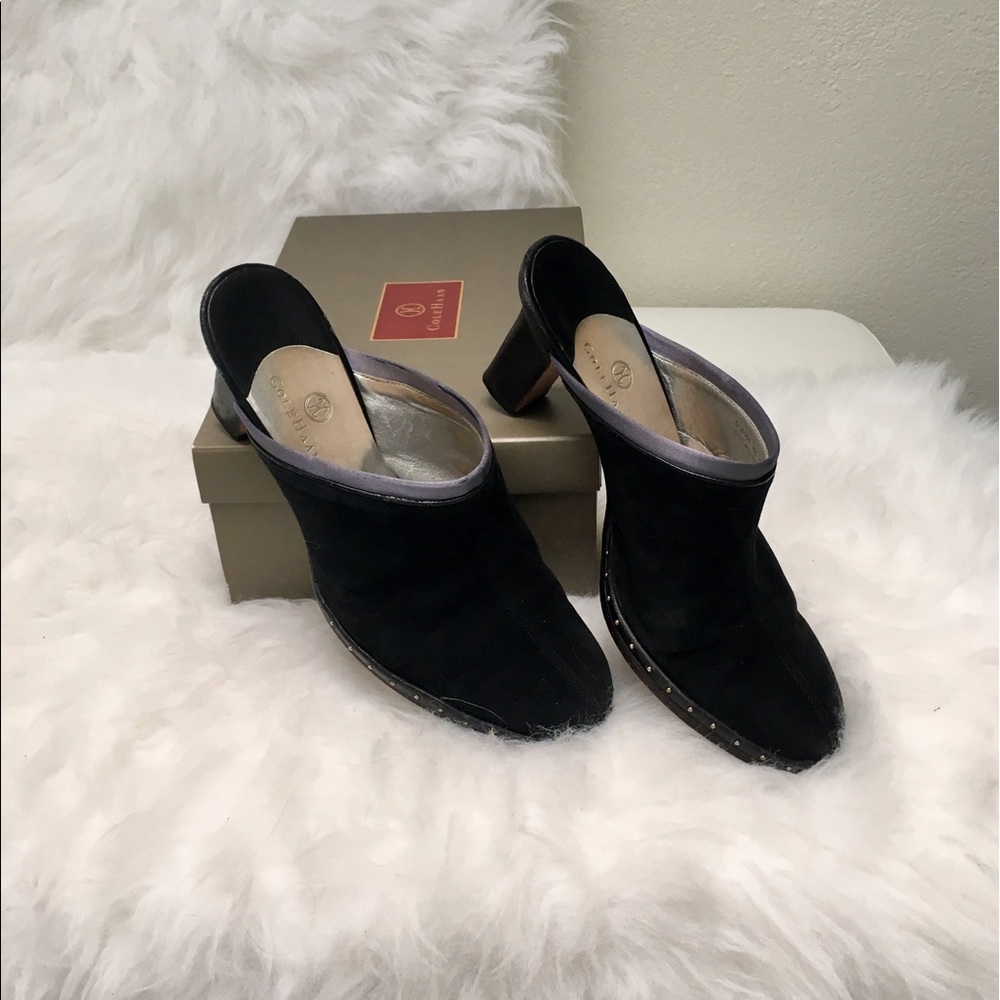 COLE HAAN ~ Suede Studded Clog Shoes Mules Size 8B