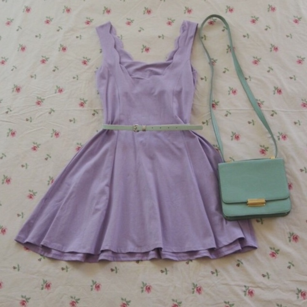 ASOS lilac lavender scallop skater dress