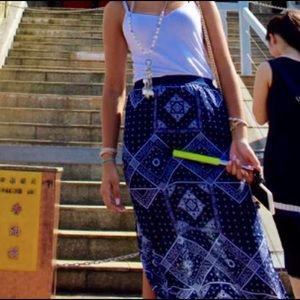Printed Navy Maxi Skirt