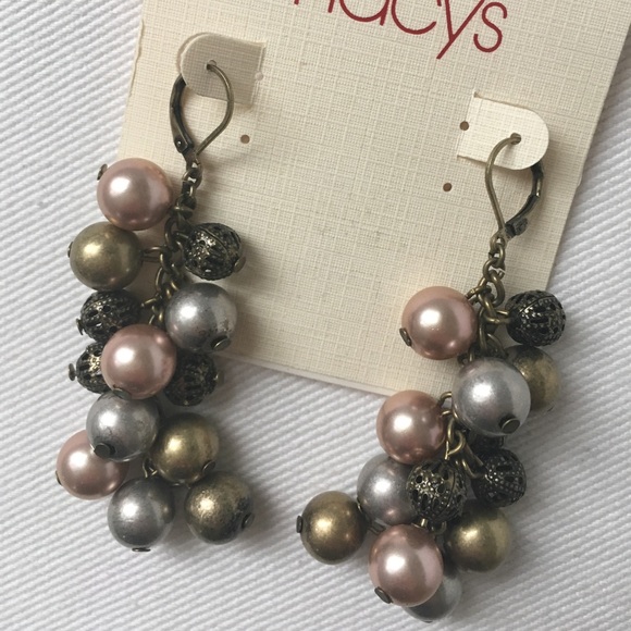 Macy's Jewelry - NWT Pink, Gold, Silver and Brass Drop Earrings