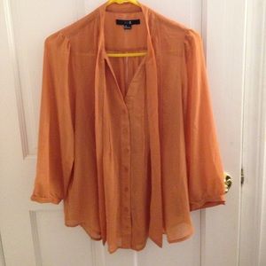 Forever 21 orange necktie button down shirt size L