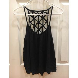 Black tank with flower design on back