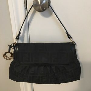 Fendi Black Zucca Chef Shoulder Bag