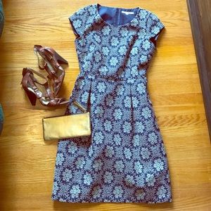 Boden A-Line Embroidered Jacquard Floral Dress 8L