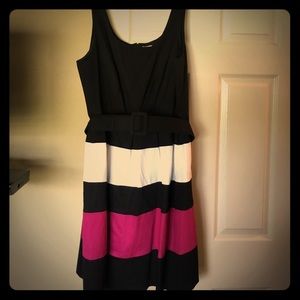 Fit and flare color block dress