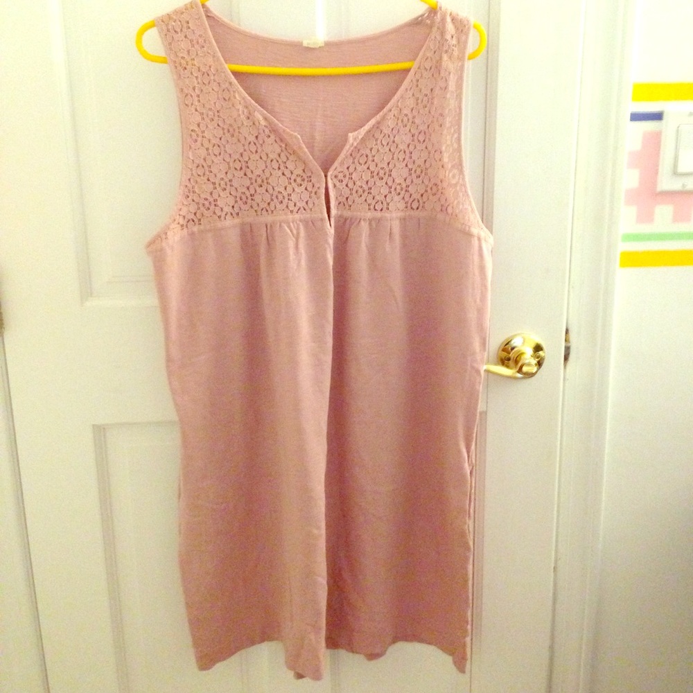 JCrew lace cotton tunic dress pink size L