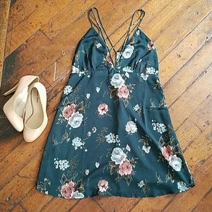 Green Floral Strappy Dress