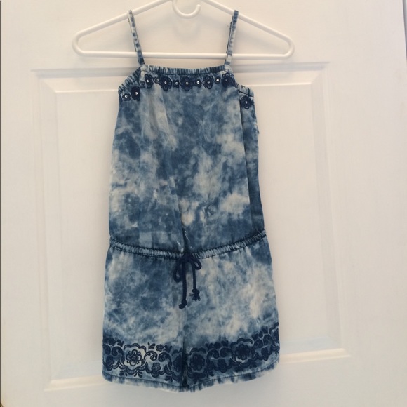 A blue and white romper. - Picture 1 of 2