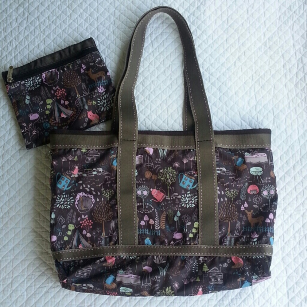 Lesportsac 2013 Thistle Medium Travel Tote w/Pouch