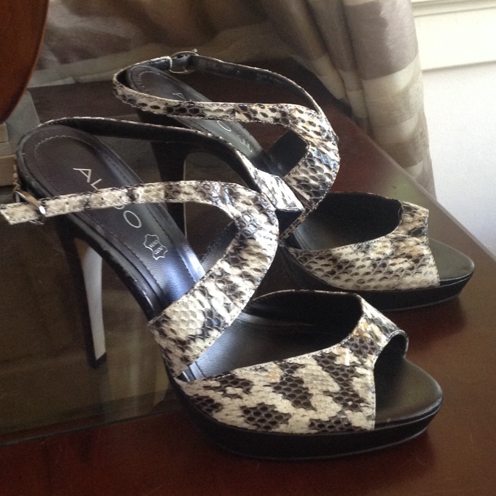 Aldo snake skin sandal high heels