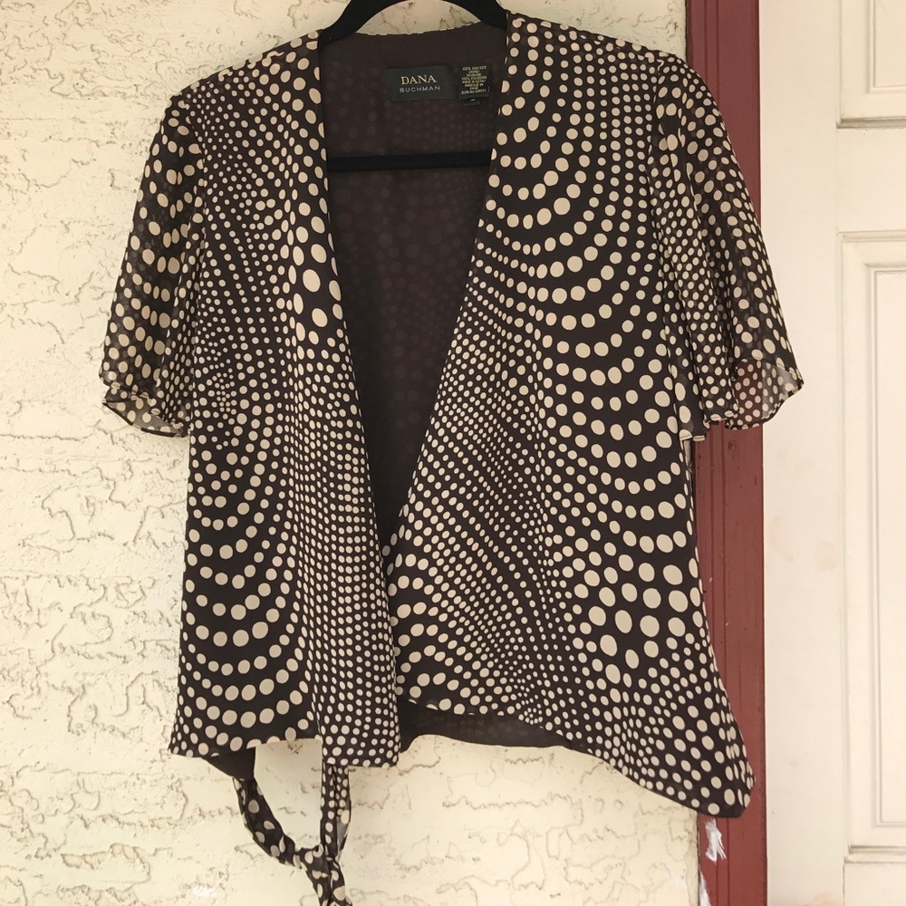 Women's Beige Polka Dot Brown Blouse