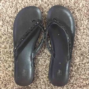 Black jeweled sandals