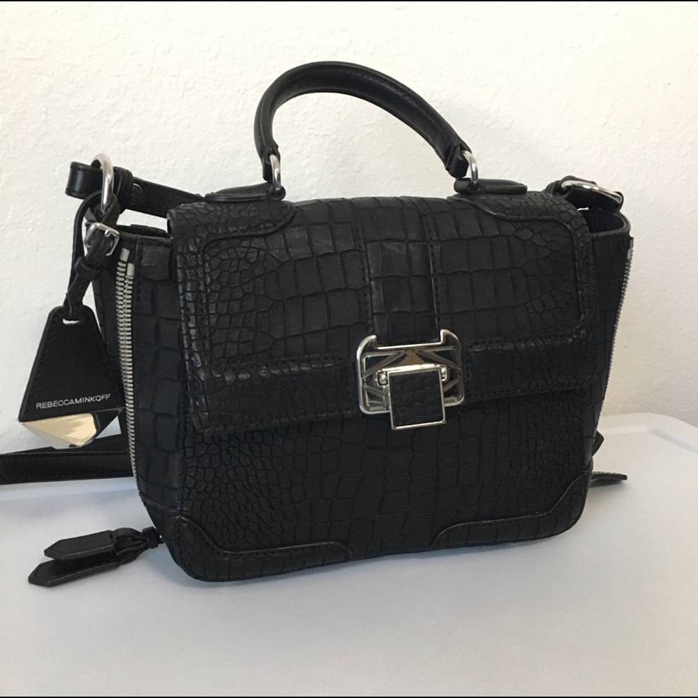 Rebecca Minkoff Mini Elle Crossbody Black Croc